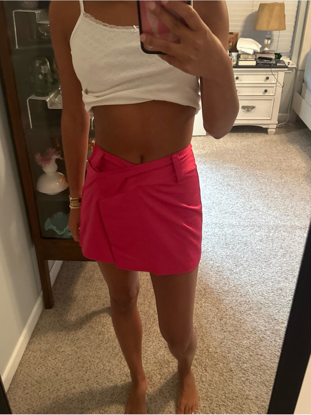 superdown Hot Pink Wrap-Front Mini Skort